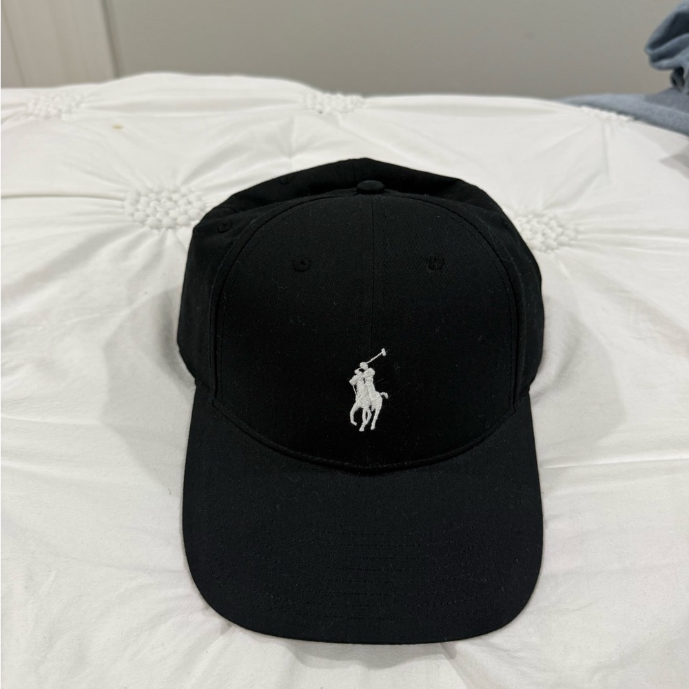 Black Polo Cap with White Logo